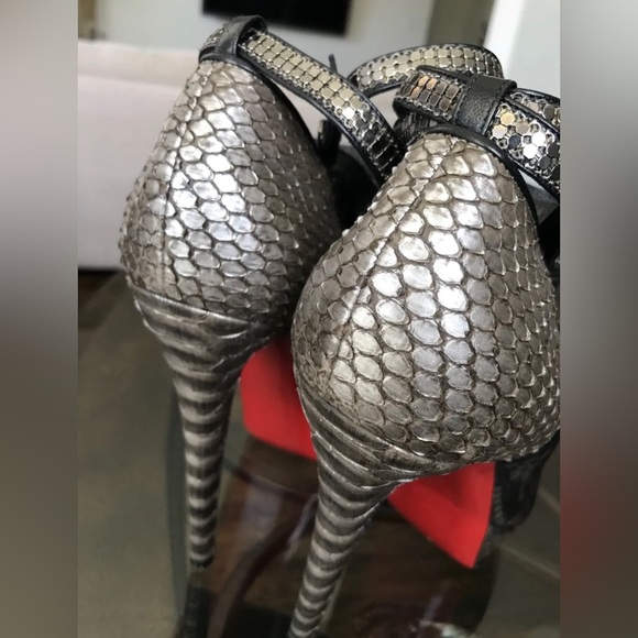 Christian Louboutin 140mm Bridget Python Lace Ankle Booties Sz 40.5 (US 10.5) - Picture 10 of 14